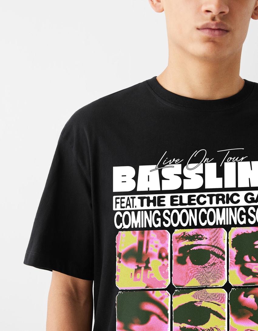 T-shirt manches courtes imprimé-Noir-6