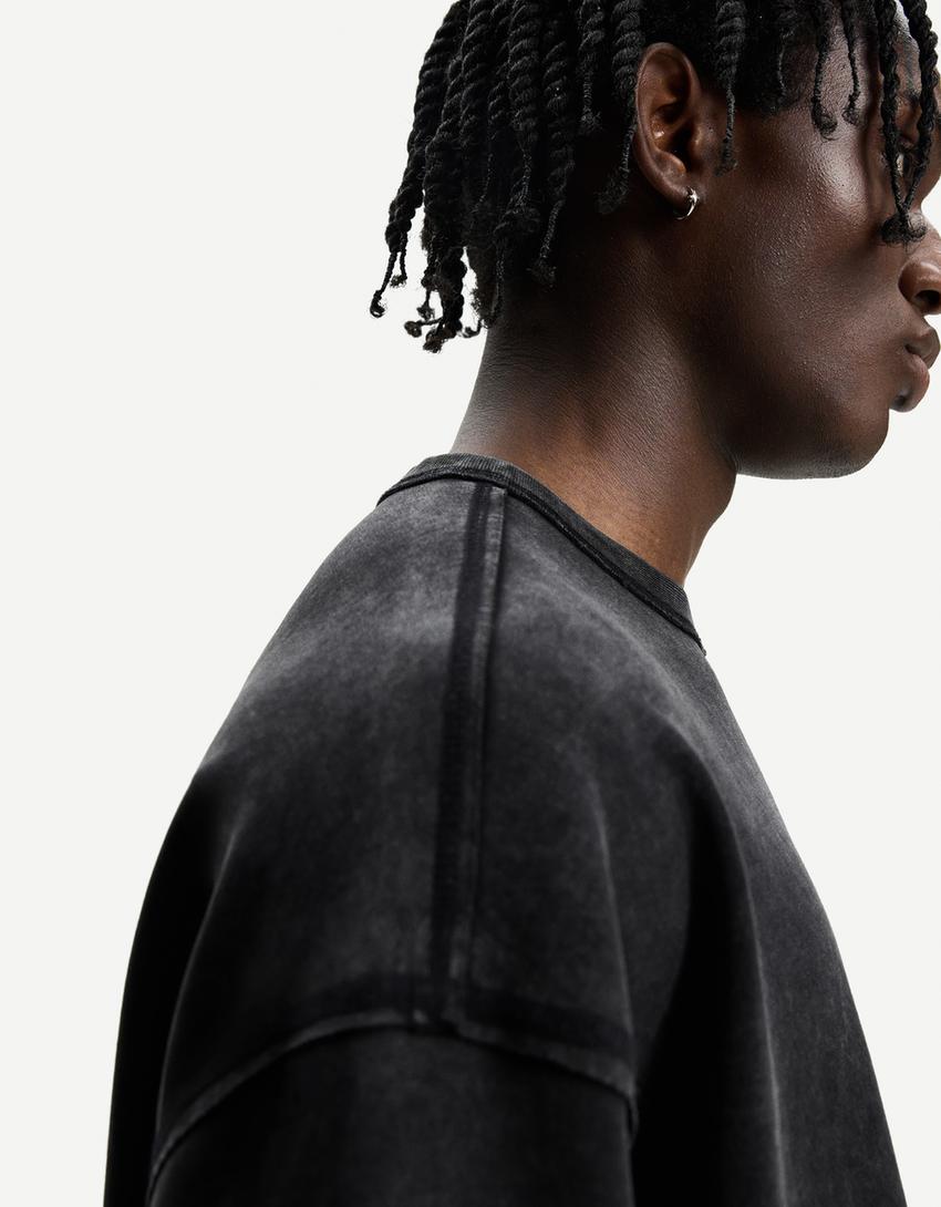 T-shirt à manches courtes oversize-Gris-3