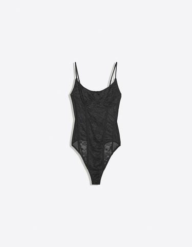 Strappy lace bodysuit — Black 5
