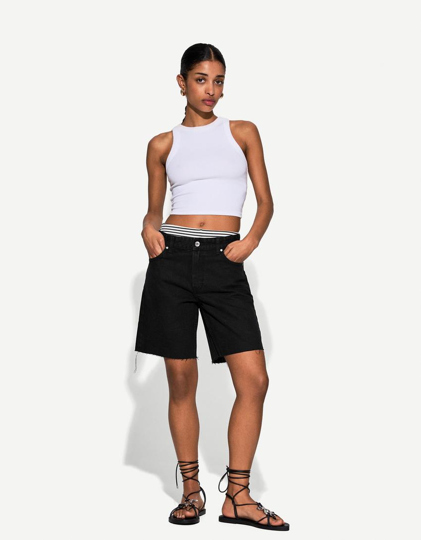 Bermudas denim-Negro