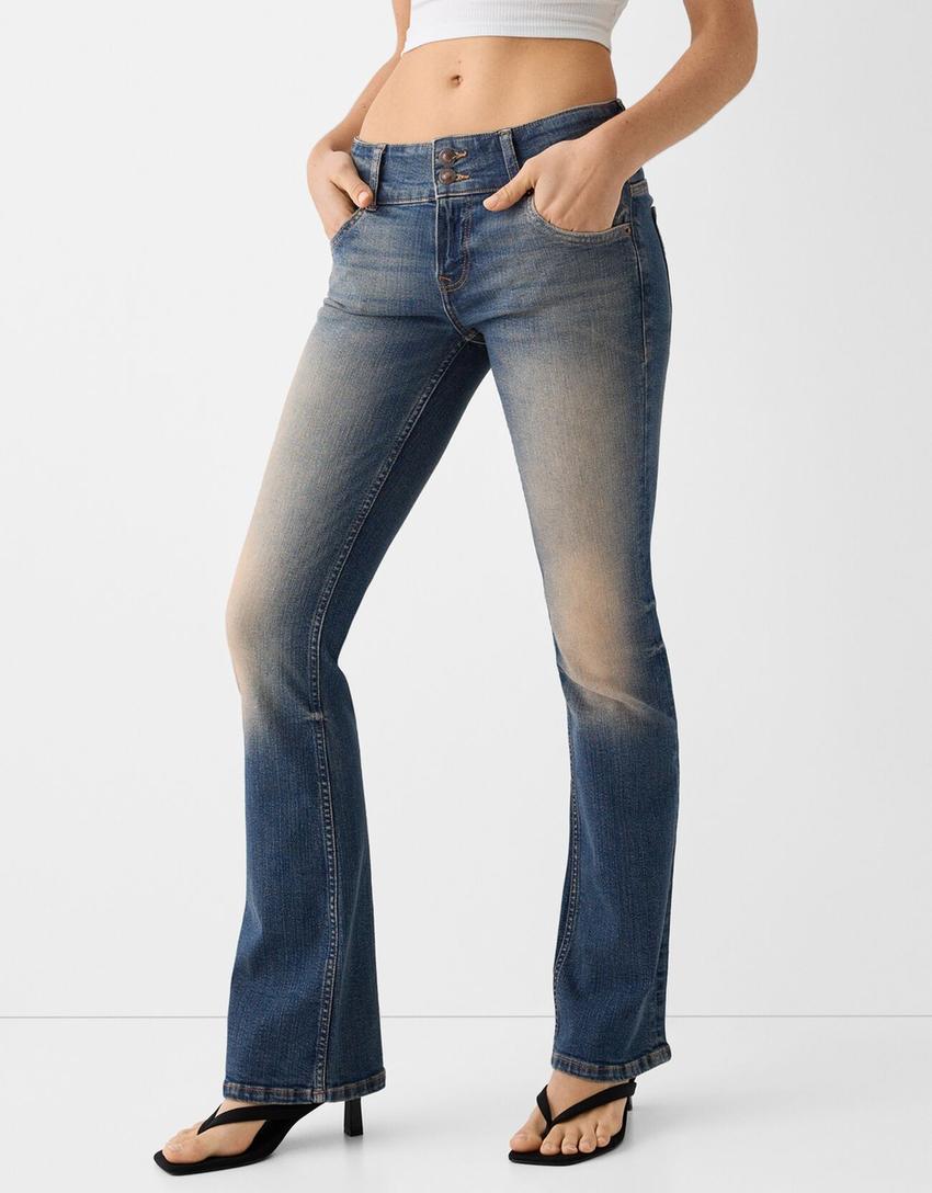 Low waist bootcut jeans-Blauw-1