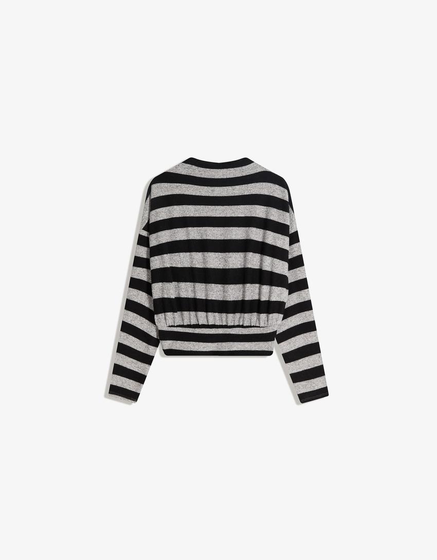 Джемпер с воротником-стойкой-темно-серый