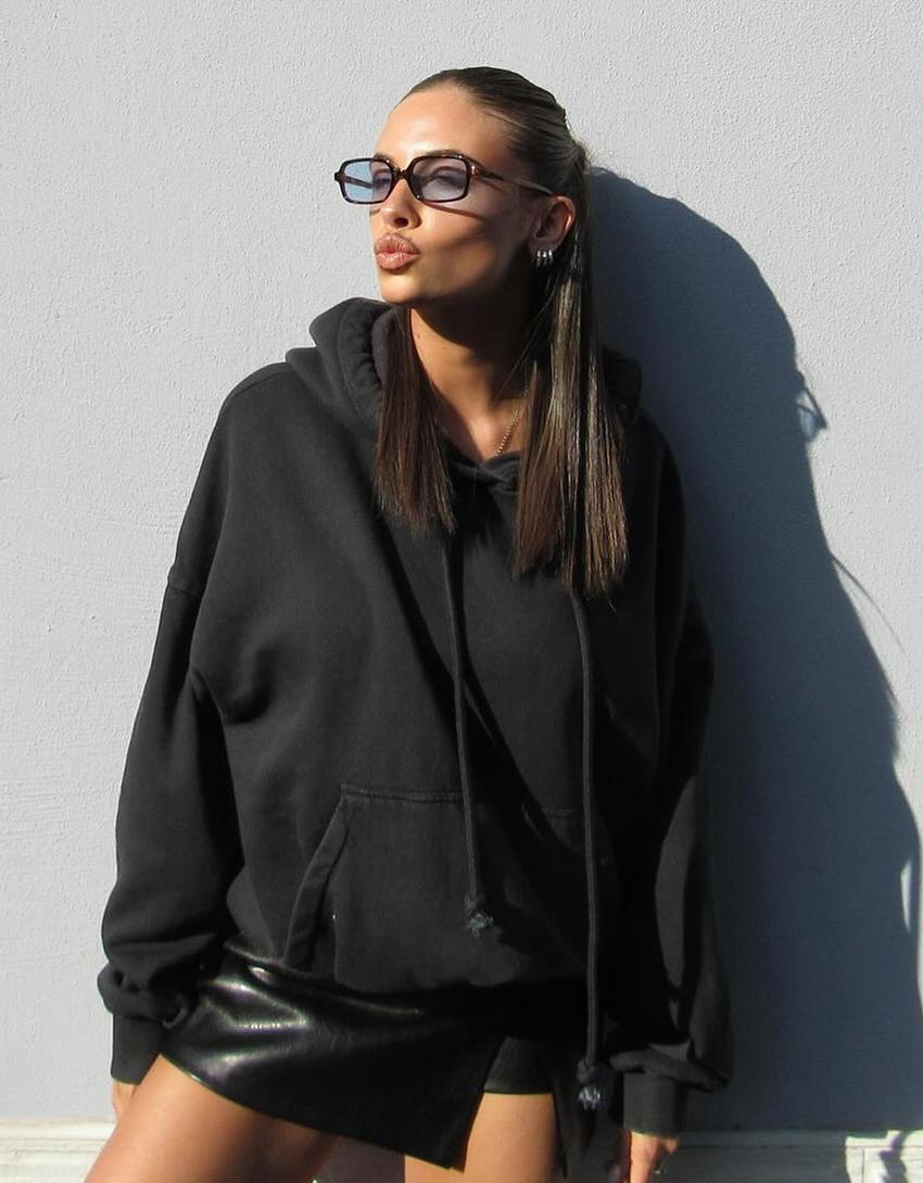 Sweat oversize à capuche-Gris foncé