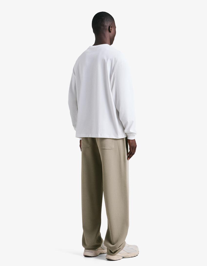 Straight fit jogger tailored pantolon-Kum rengi