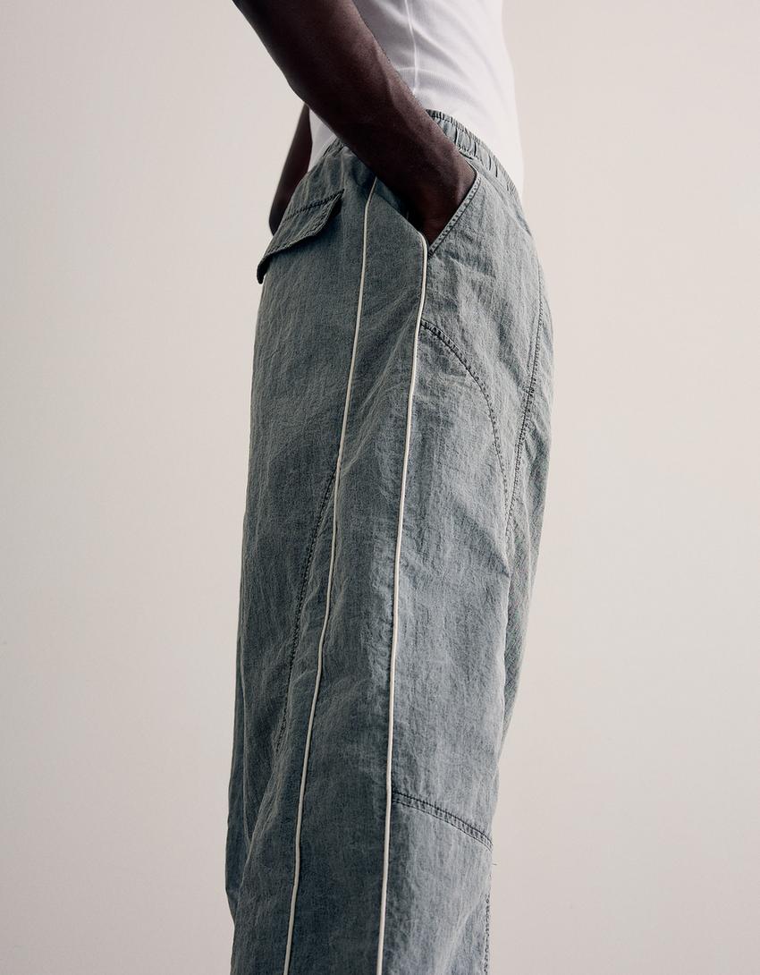 Super baggy technical trousers-Grey