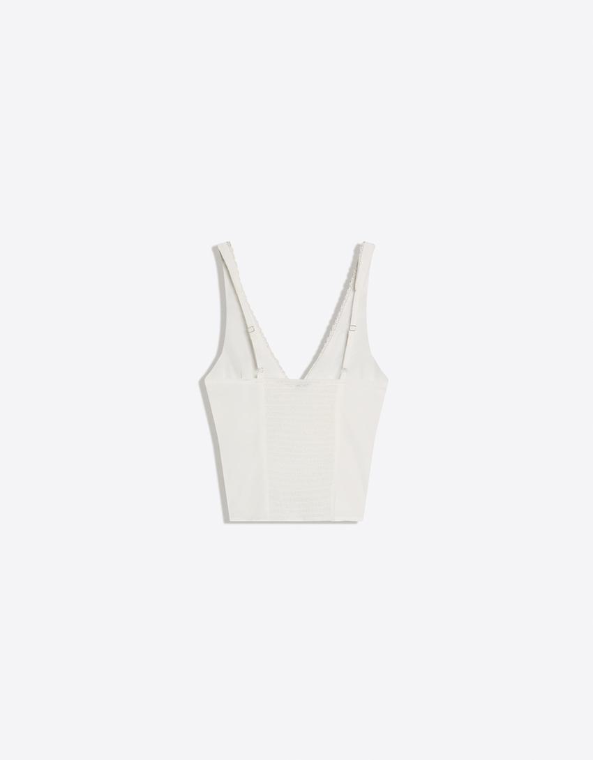 Lace strappy top-White