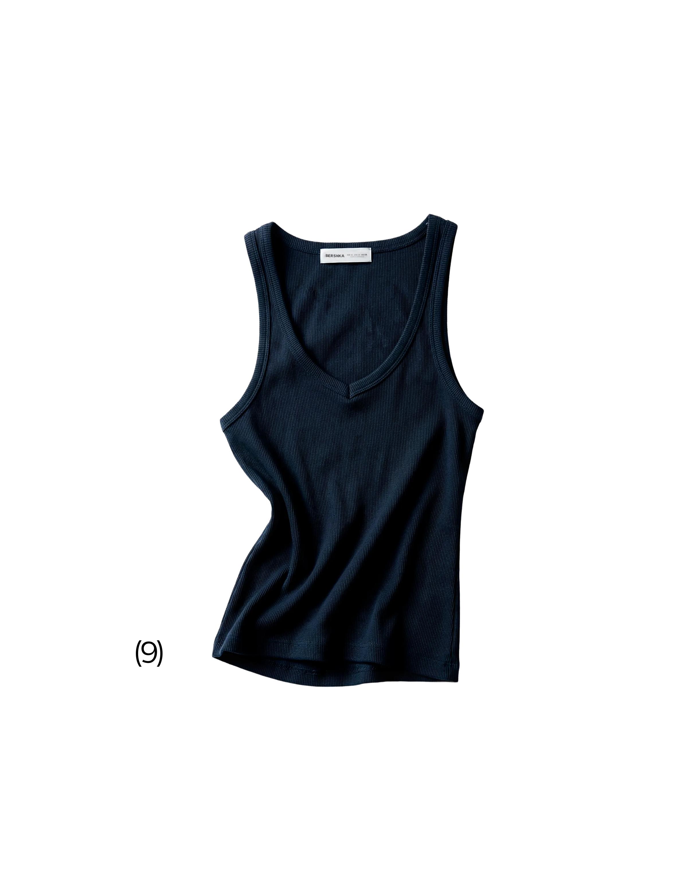 V-neck strappy vest top — Navy