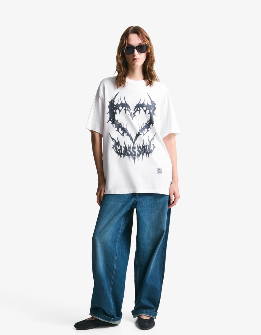 Short sleeve T-shirt with print-White-3