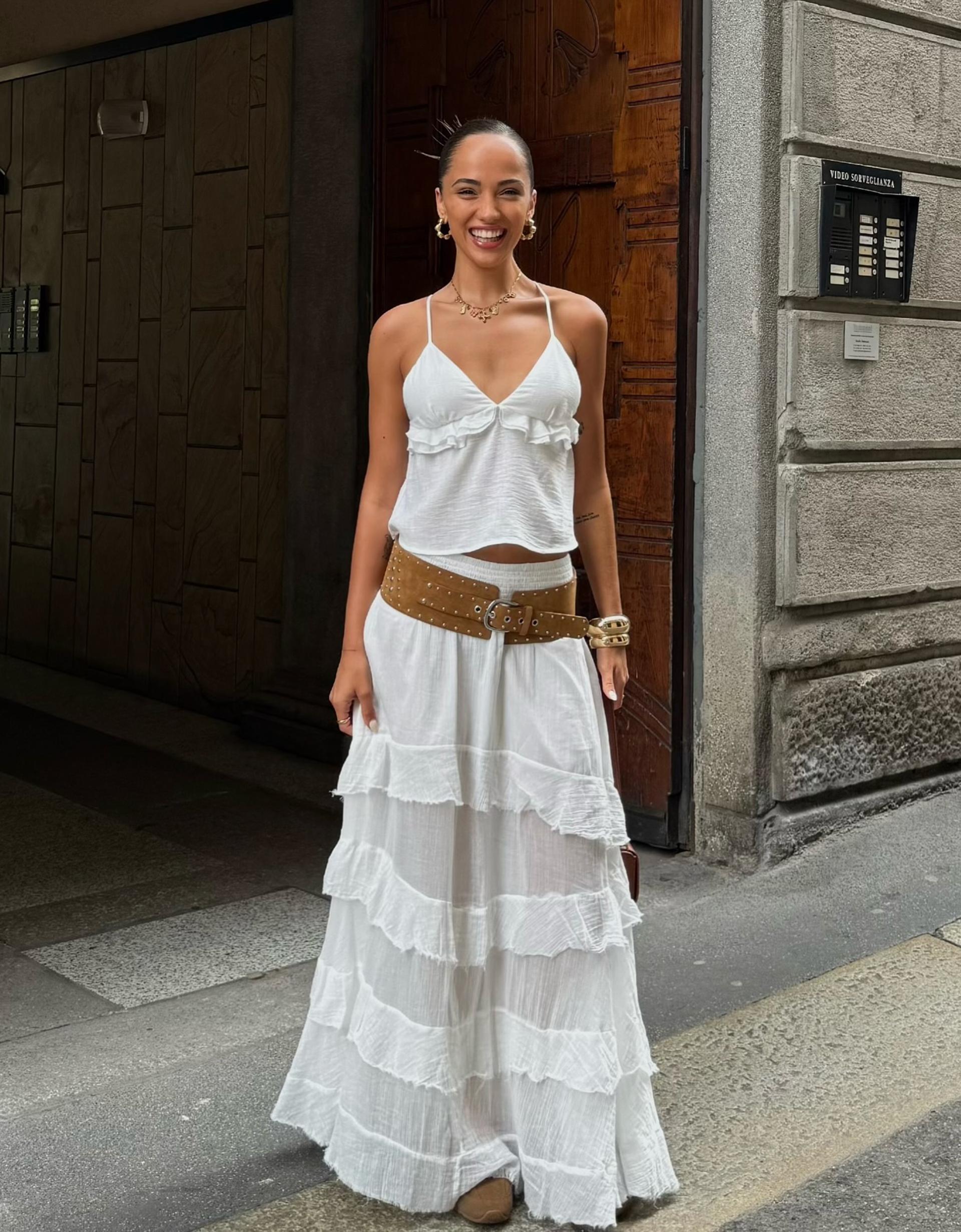 Falda maxi volantes Faldas y shorts Mujer Bershka