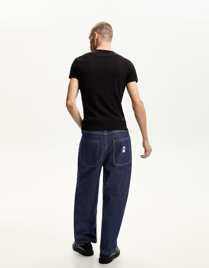 Loose-fit baggy jeans-Navy-1