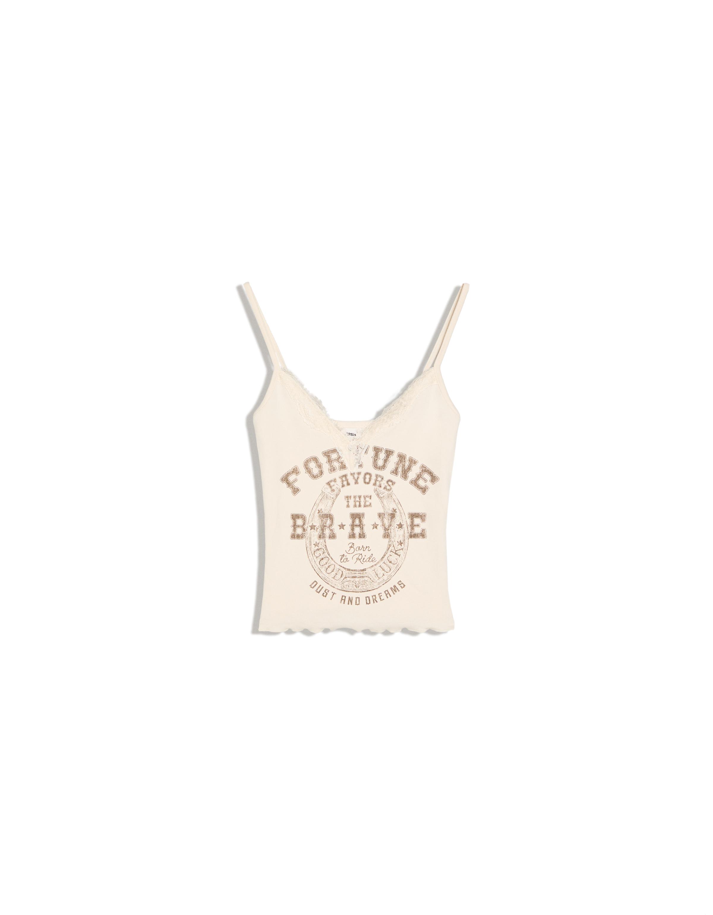Printed lace camisole — Sand