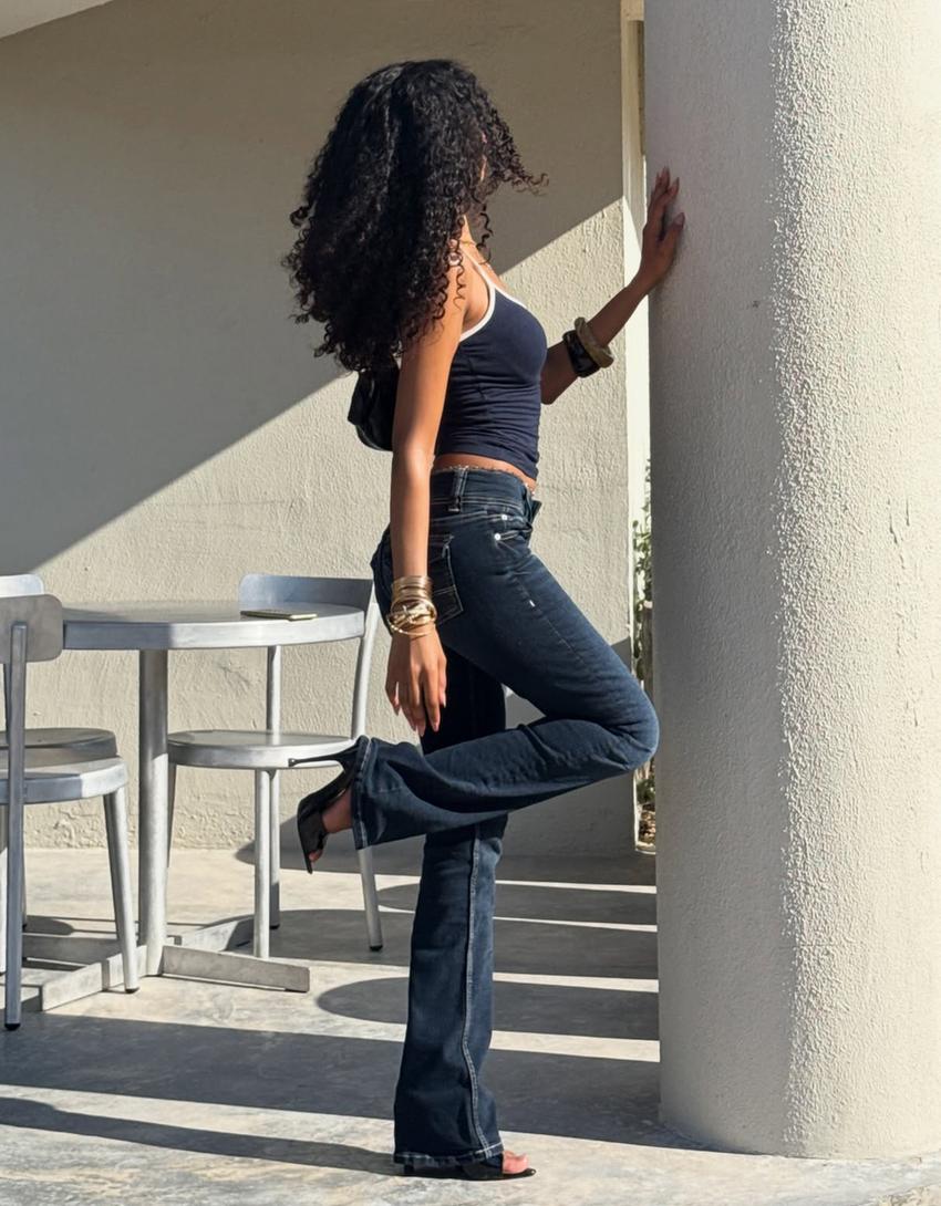 Jeans bootcut vita bassa con patta-Marino