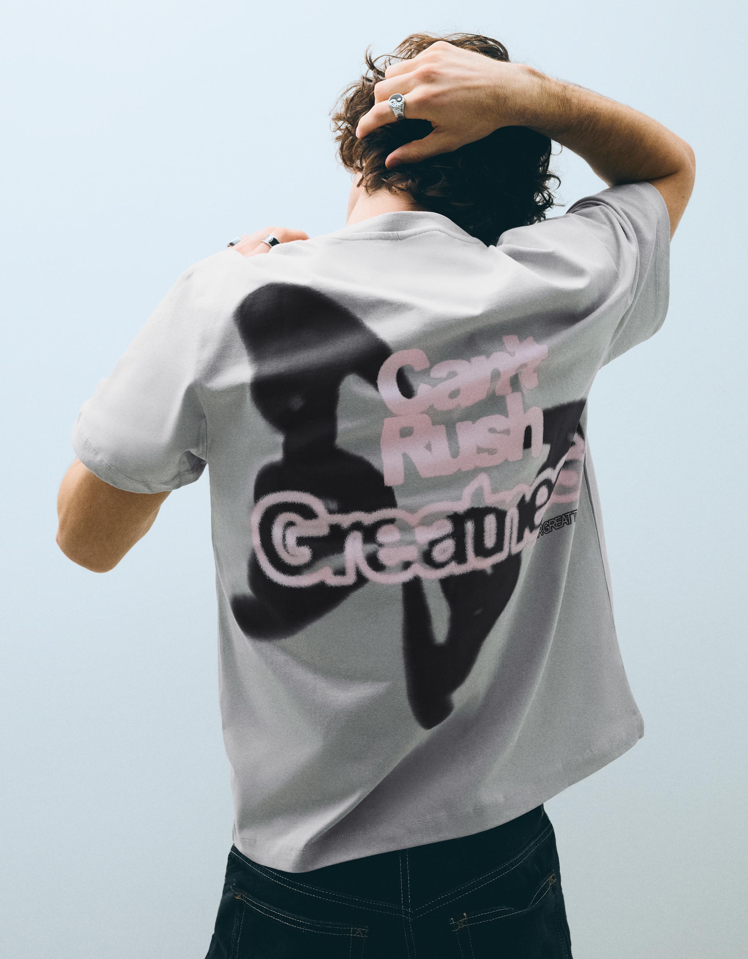Boxy print T-shirt — Grey