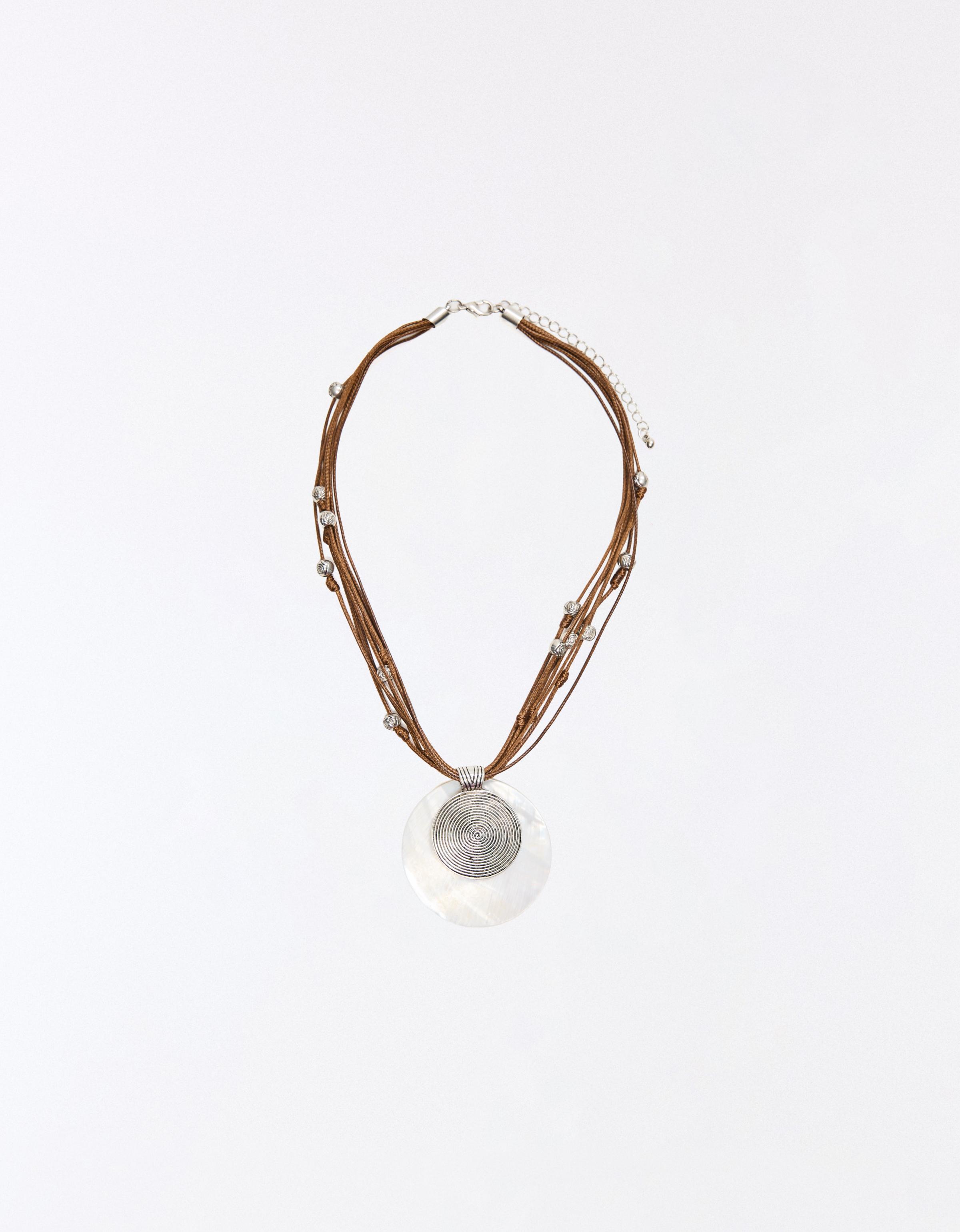 Spiral cord necklace — Cream