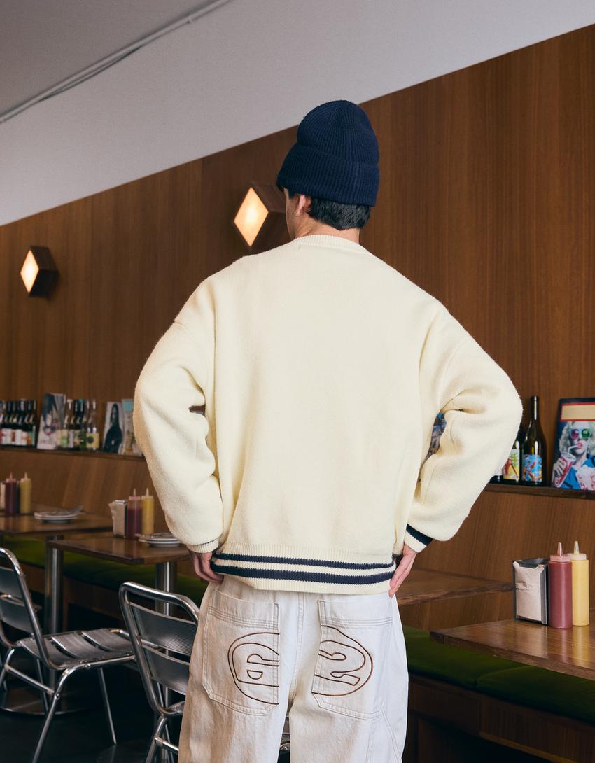 TOWELLING PRINT JUMPER-Off white