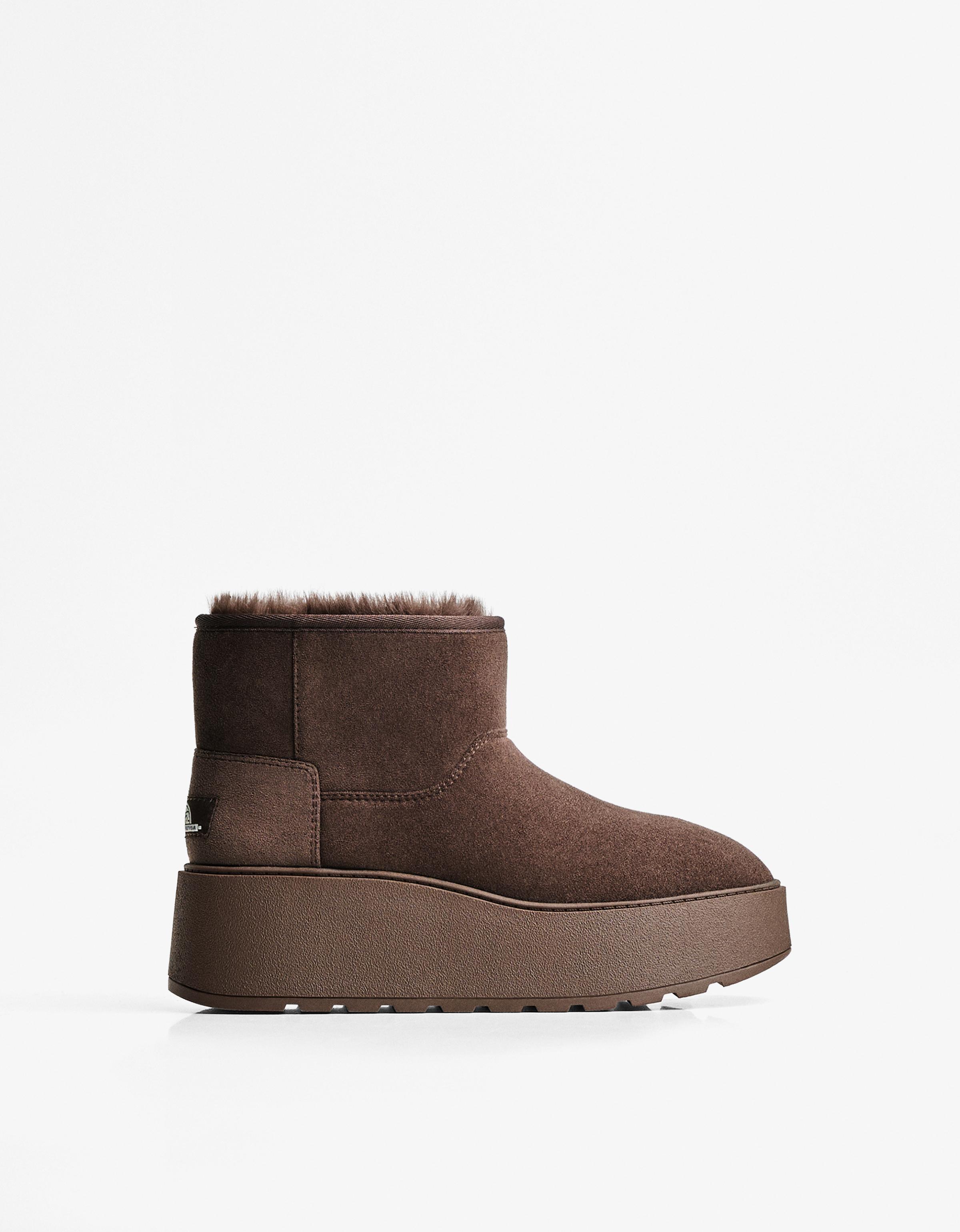 Bershka Plateaustiefeletten Mit Fellfutter Damen 37 Braun