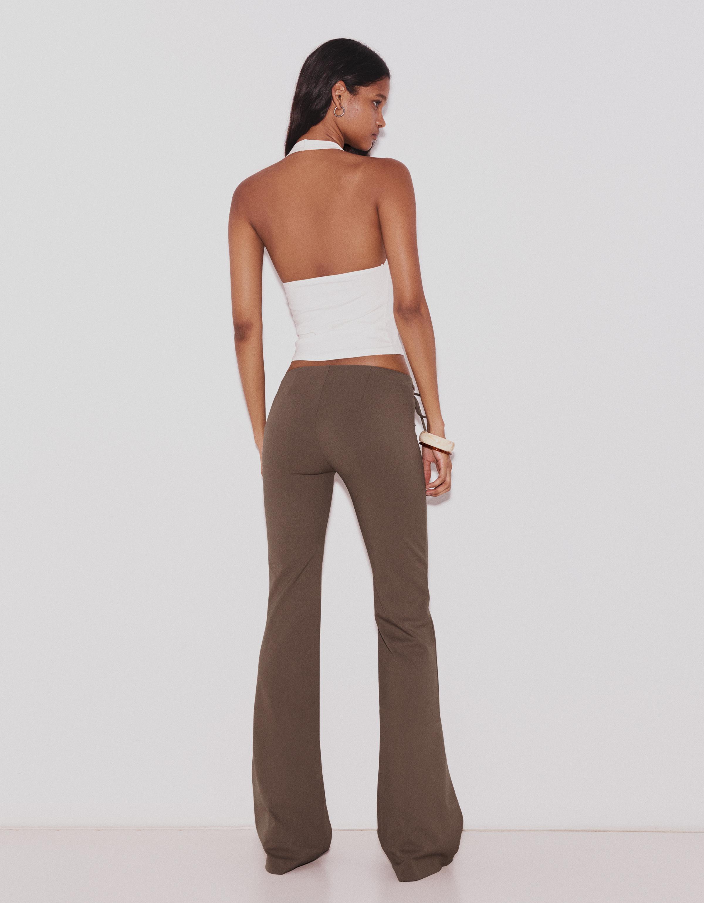Low-rise flared trousers — Sand