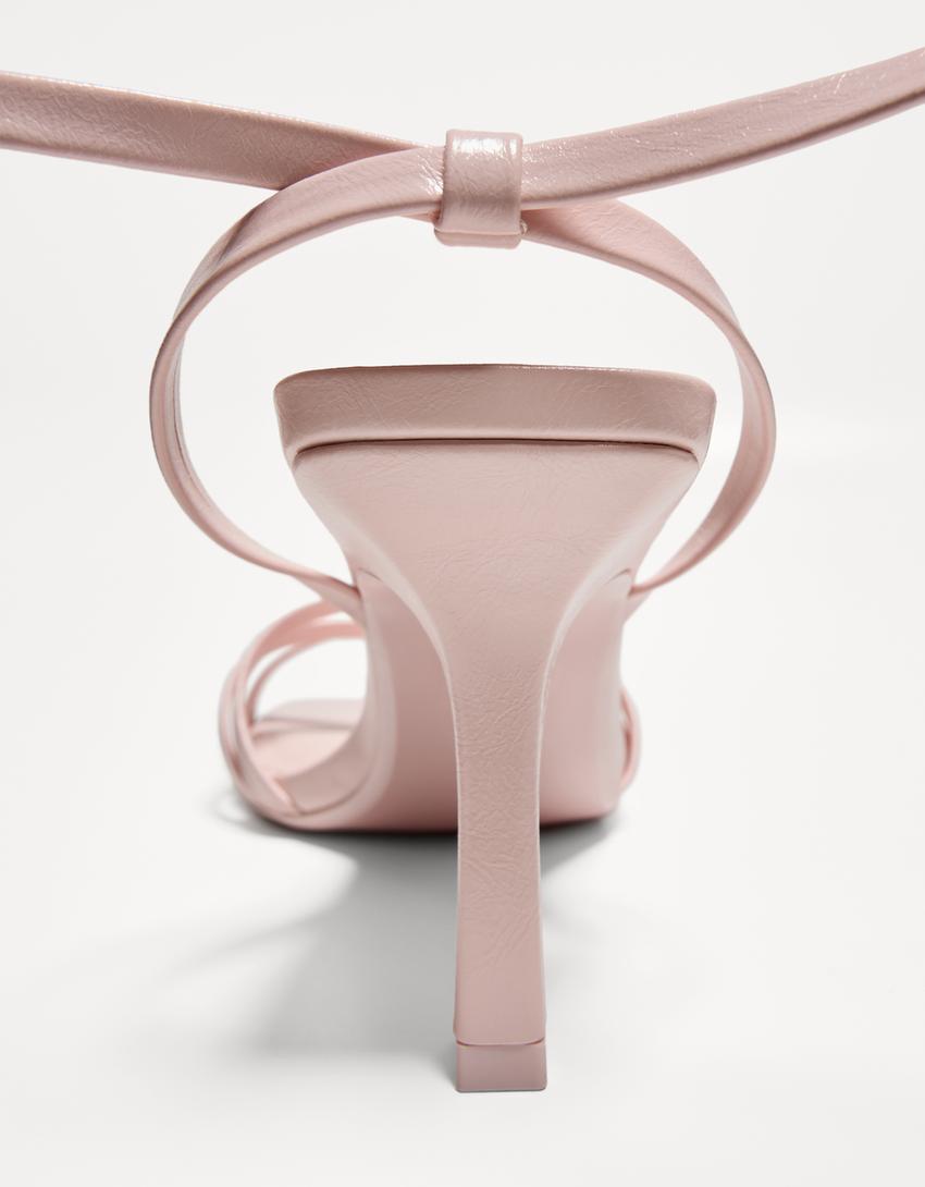 Sandales à talon et brides-Rose-4