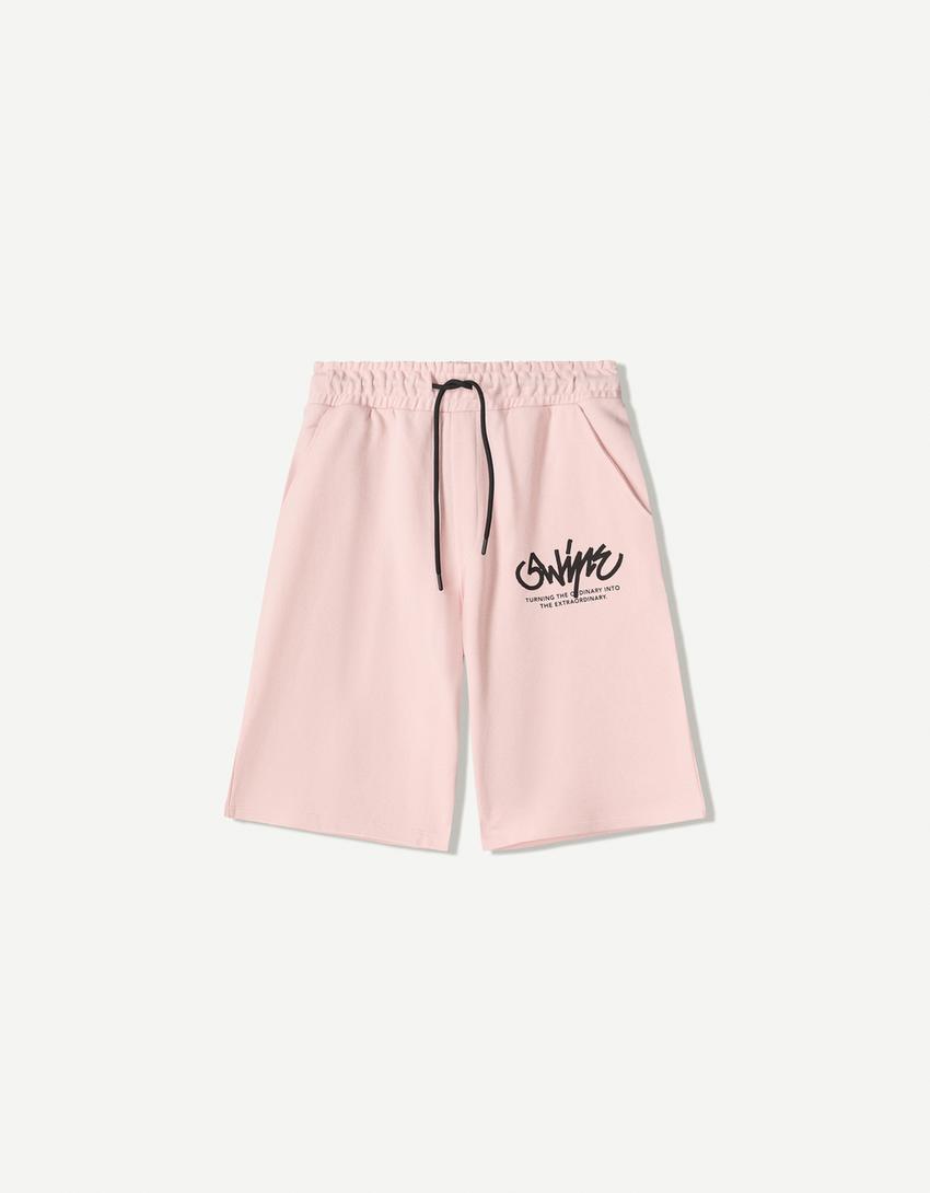 T-shirt and Bermuda shorts set-Pink-6