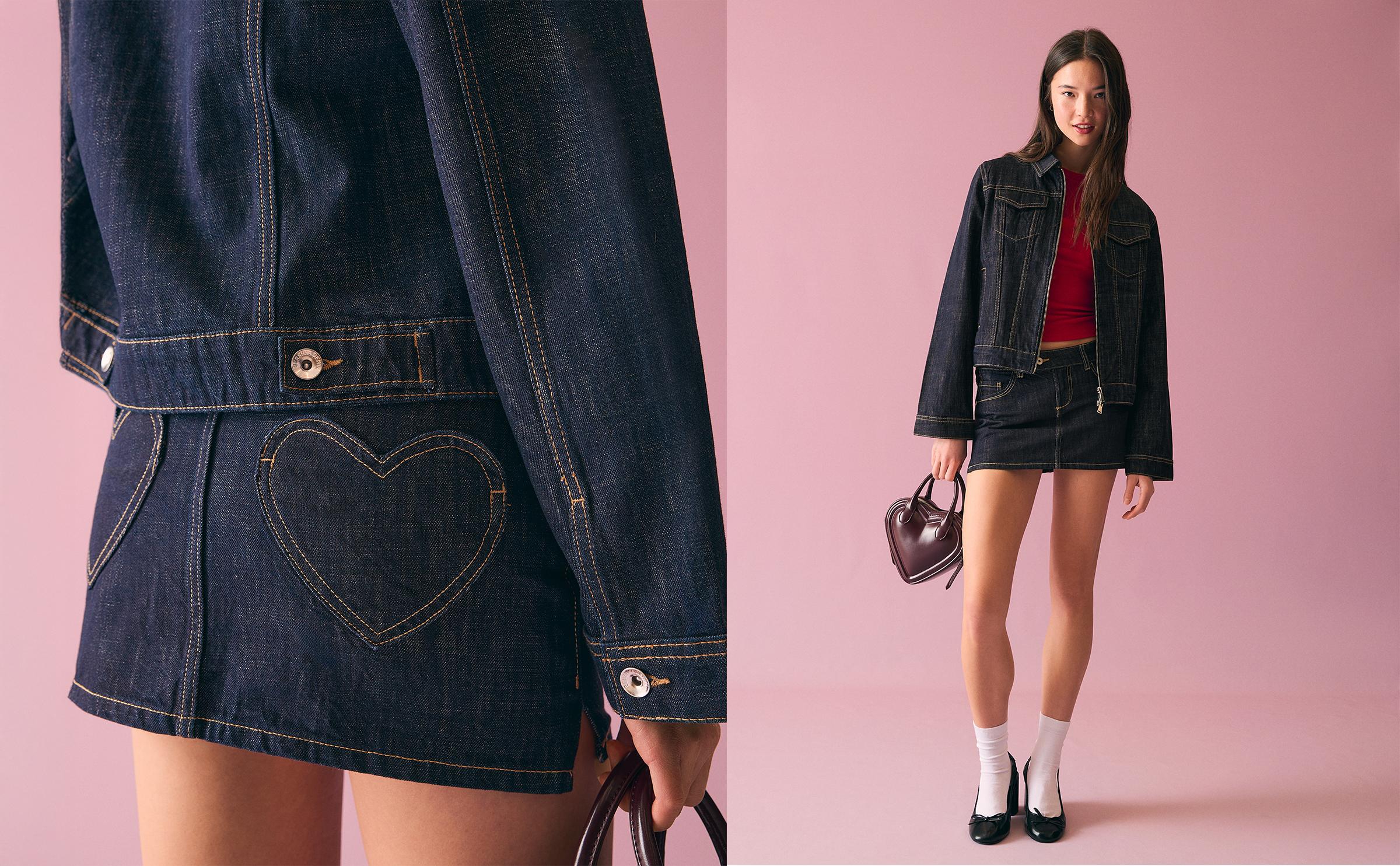 İşlemeli denim mini etek - Görsel 14