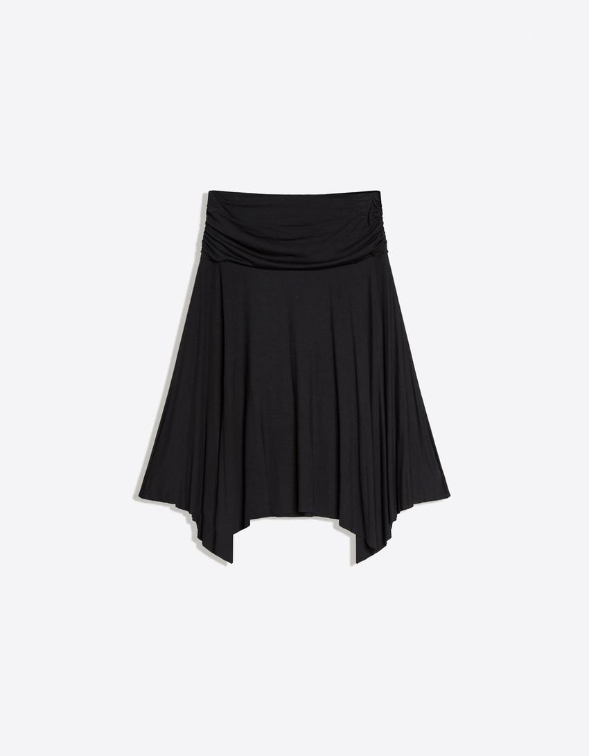 Gathered midi skirt-Black
