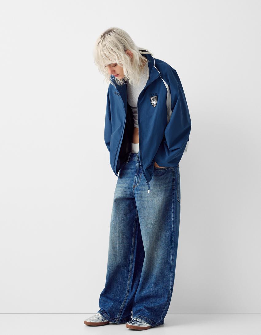 Blouson technique imprimé-Bleu-3