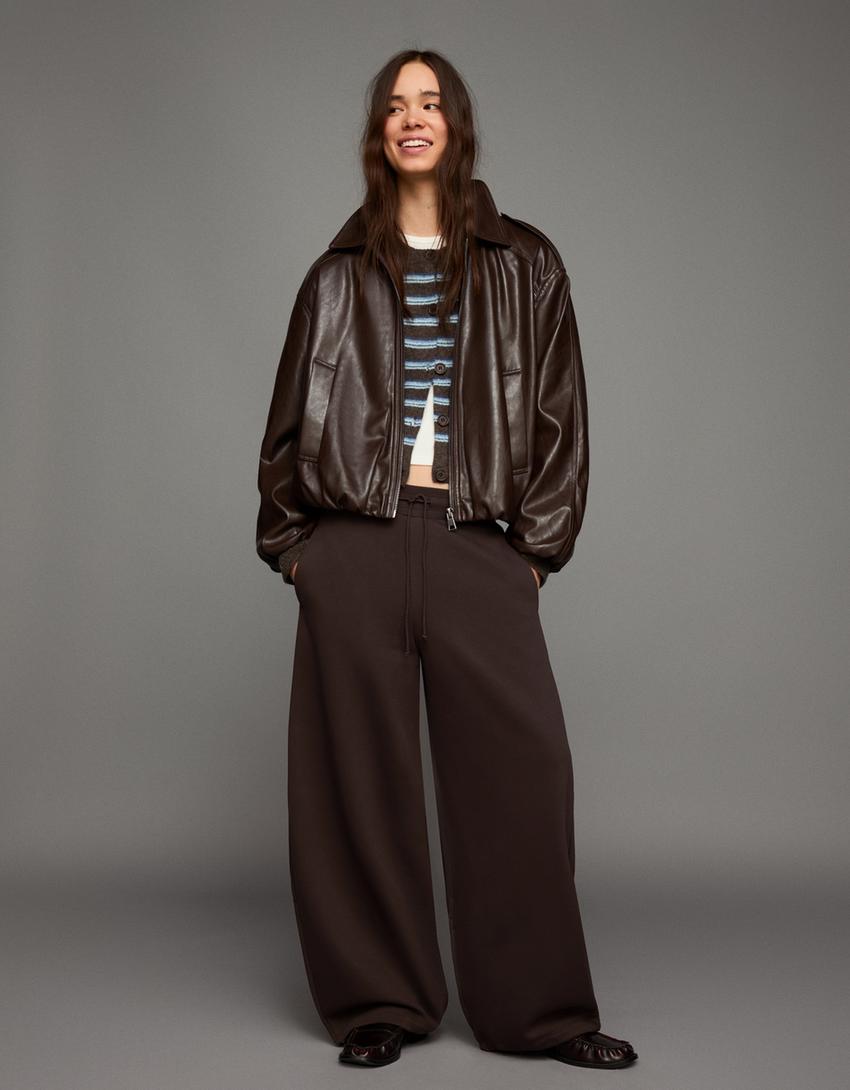 Pantaloni felpati barrel fit stopper-Marrone