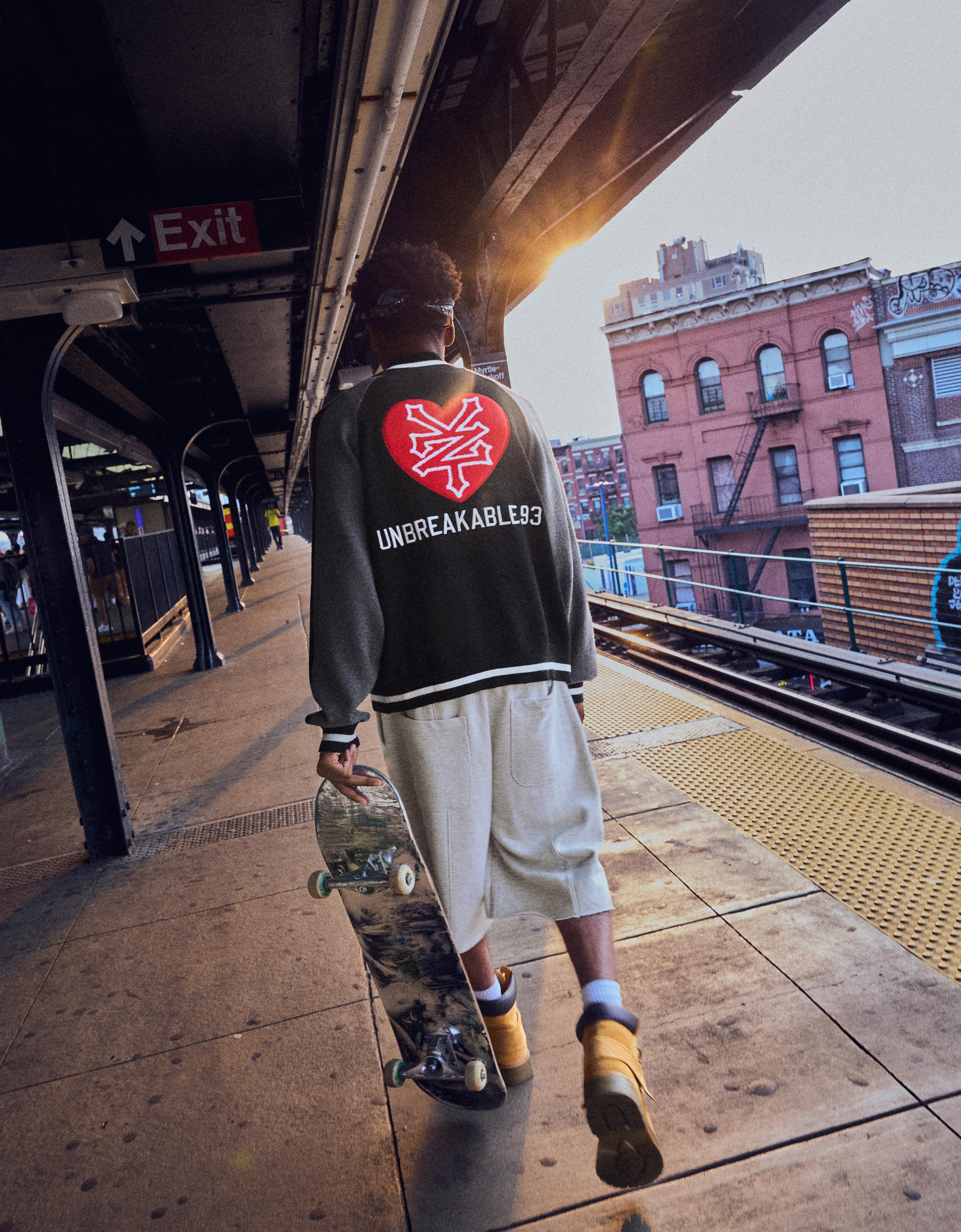 ZOO YORK X BERSHKA embroidered zip-up jacket — Black