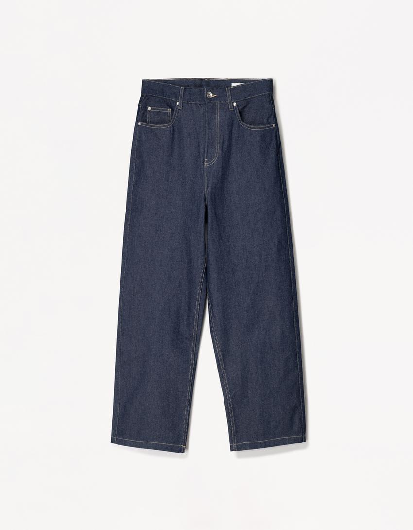 Loose-fit baggy jeans-Navy-3