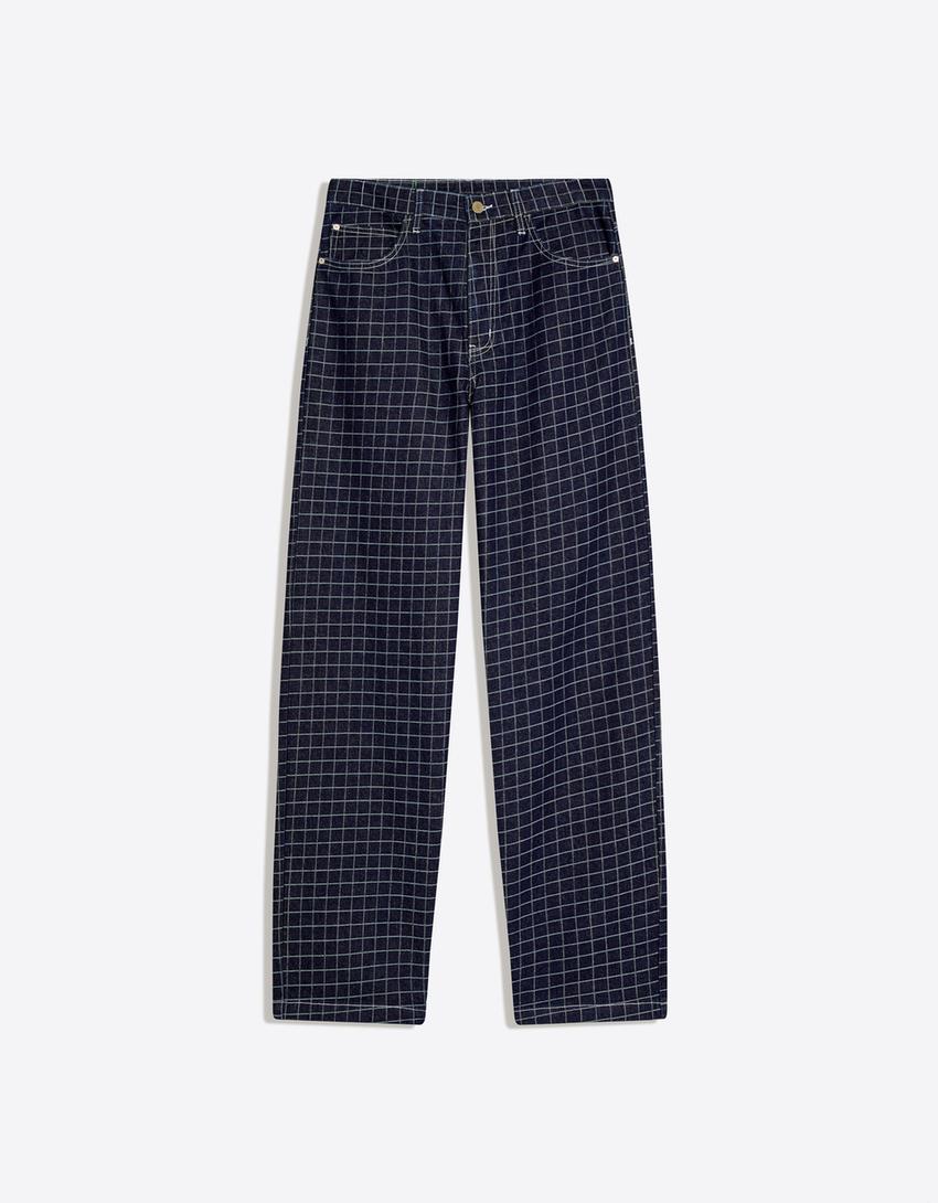 Check jeans-Blue