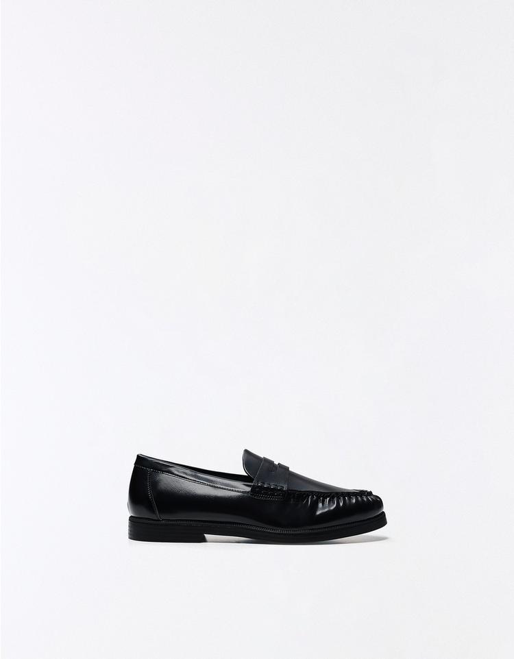 Ruched loafers — BLACK