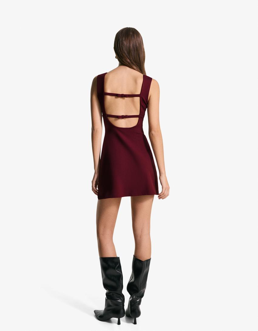 Vestido mini lazos-Burdeos