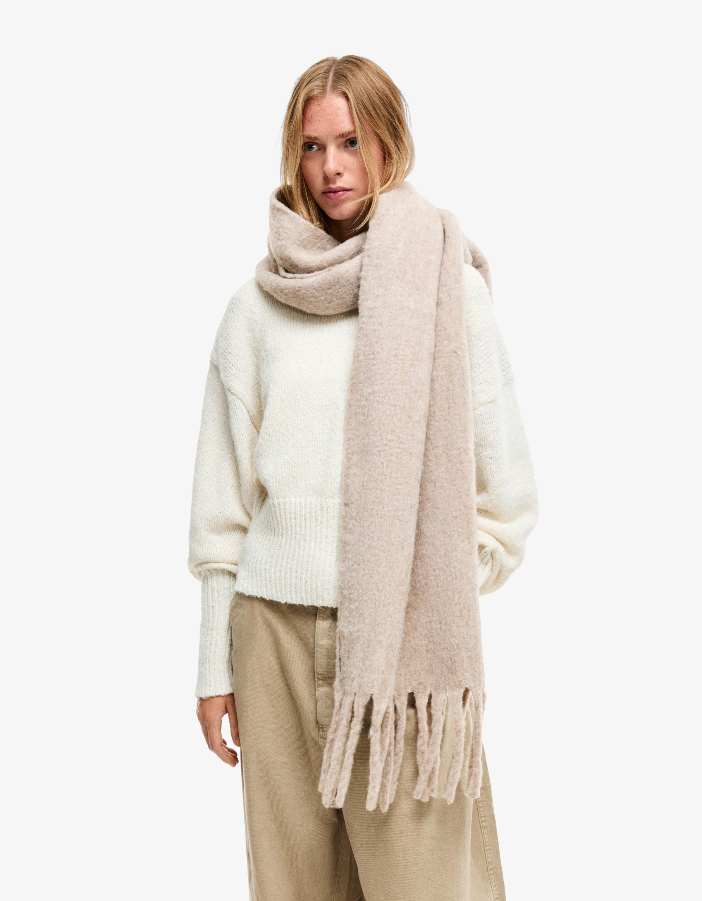 Solid-coloured scarf — Sand