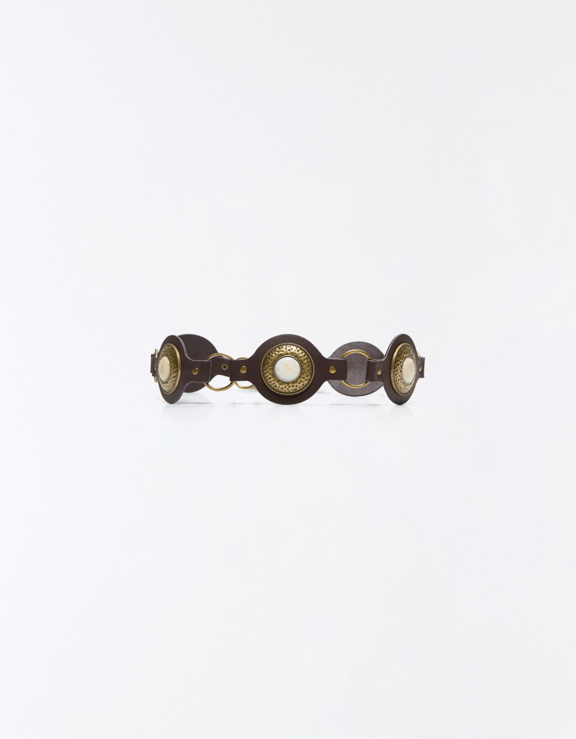 Stone medallion belt — Brown