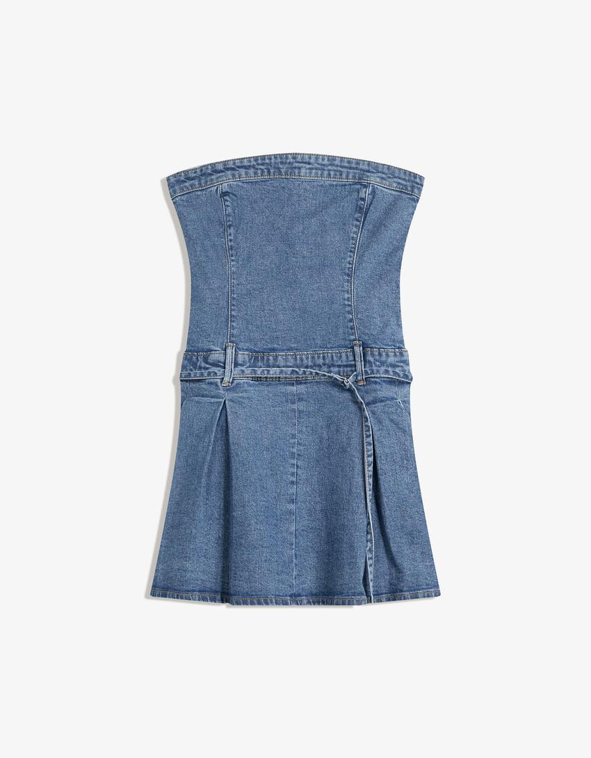 Denim mini dress-Light blue