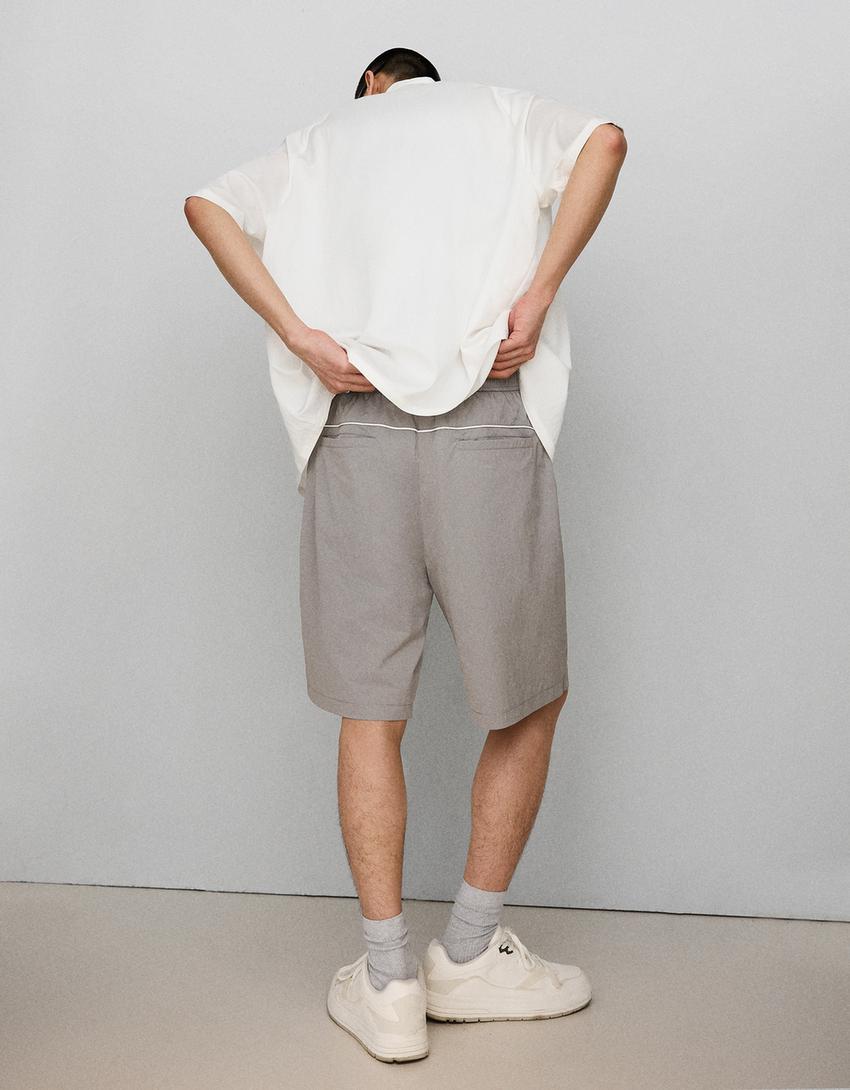 Technical skater Bermuda shorts-Grey