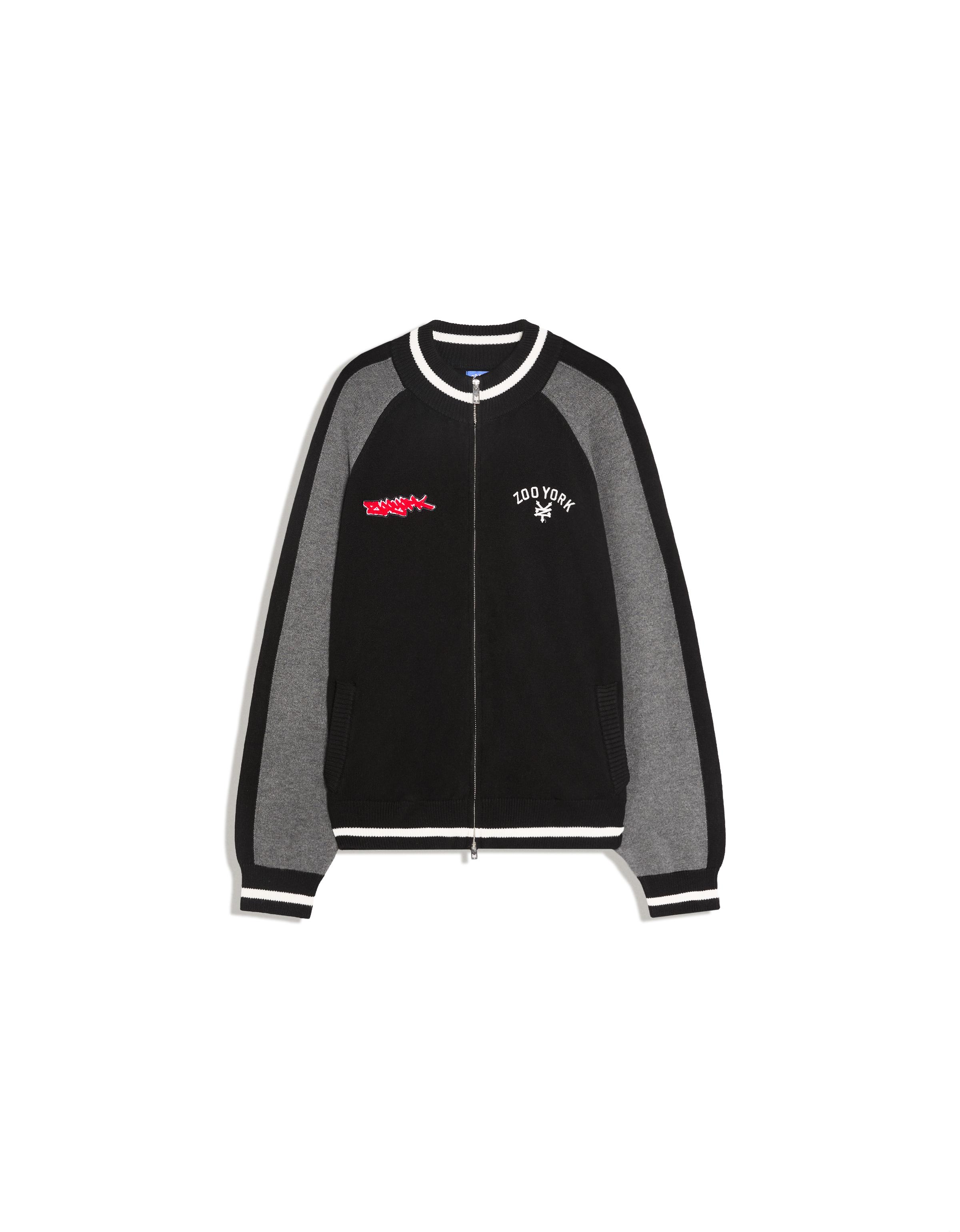 ZOO YORK X BERSHKA embroidered zip-up jacket — Black