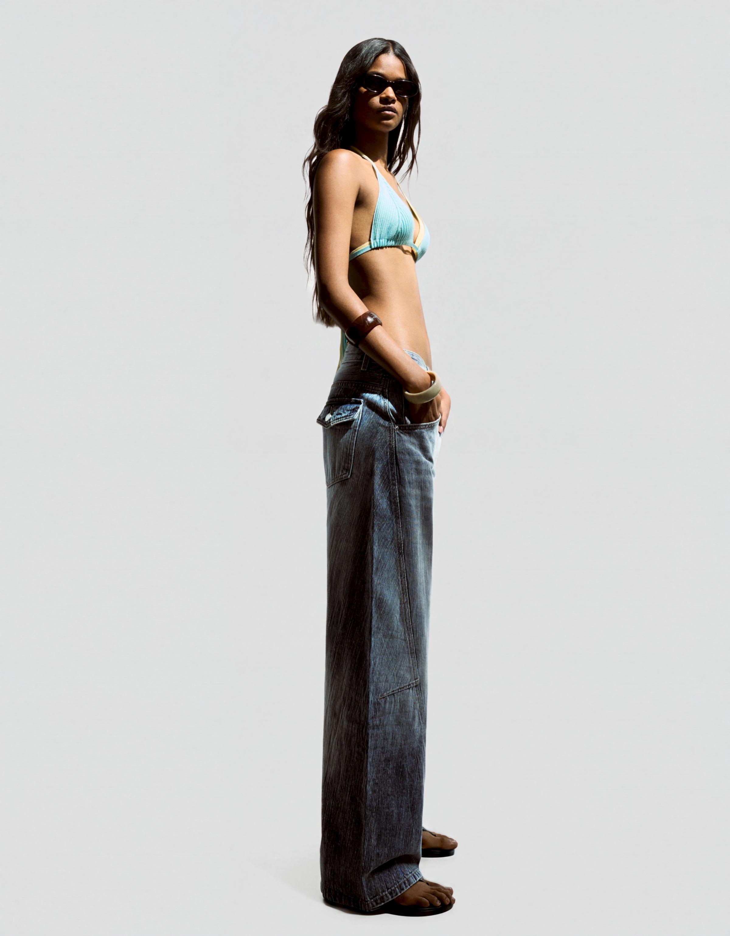 Low-rise barrel jeans — Light blue