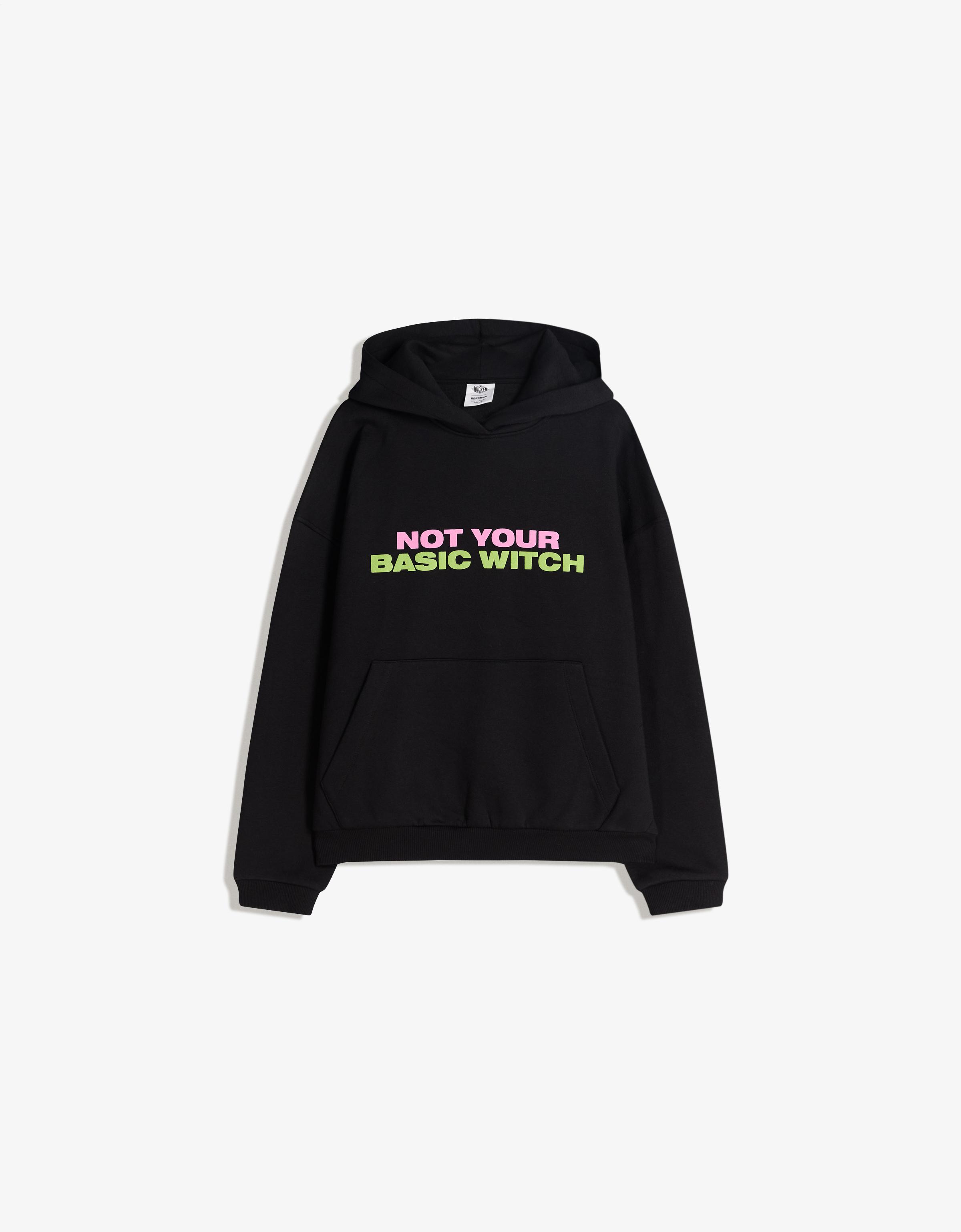 Bershka Wicked Hoodie Mit Print Damen Xxs Schwarz