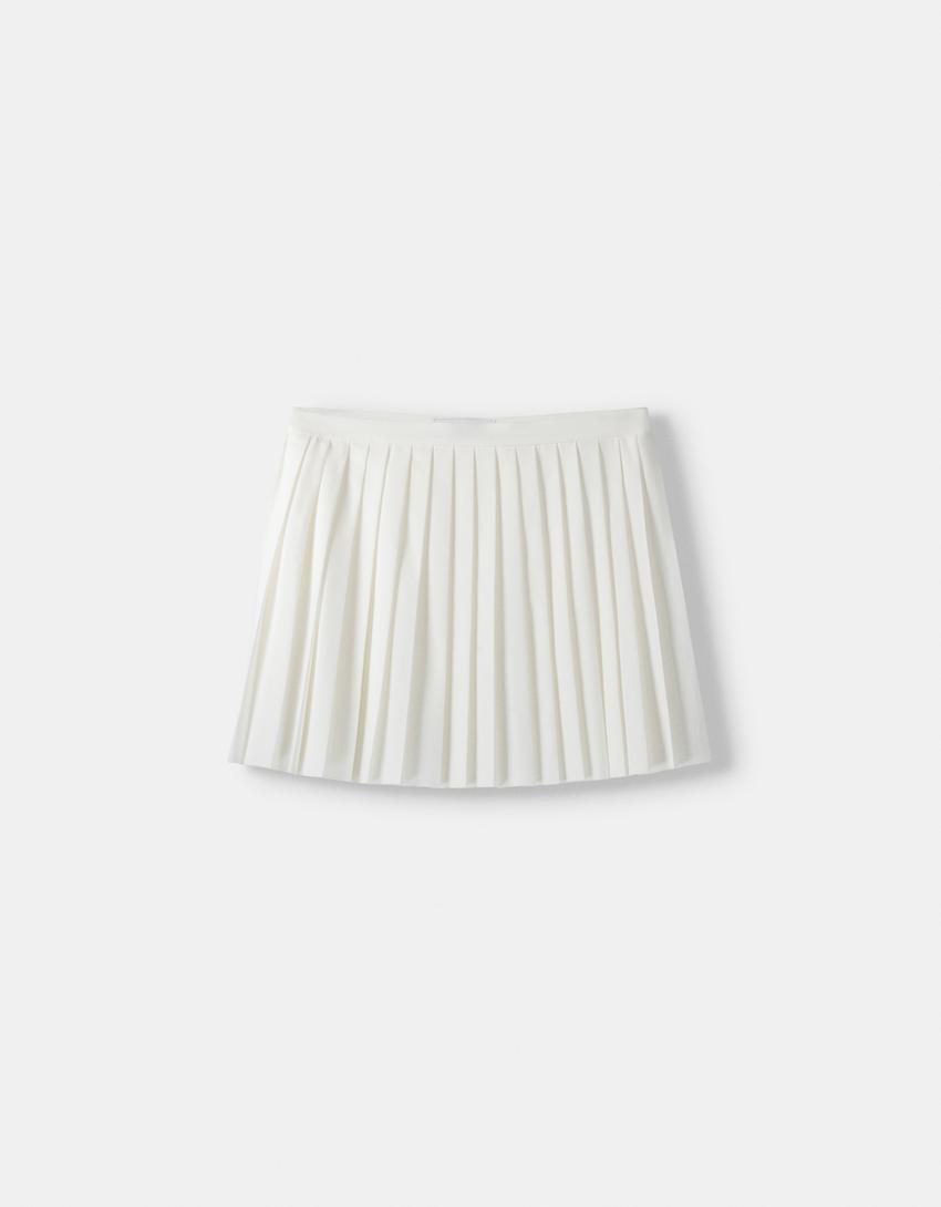 Mini-jupe plissée-Blanc-5
