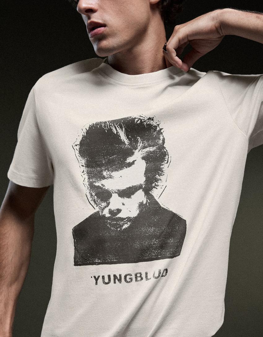 Maglietta a maniche corte stampa YUNGBLUD-Avorio