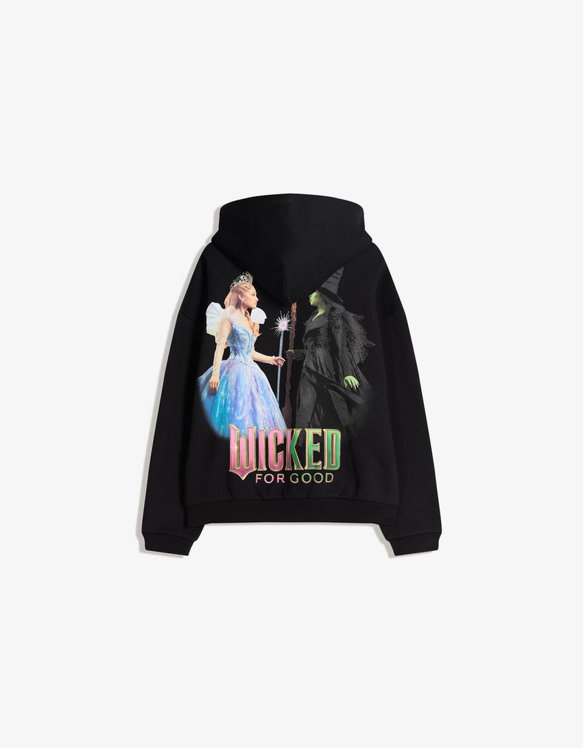 Dessuadora Wicked caputxa estampat-Negre