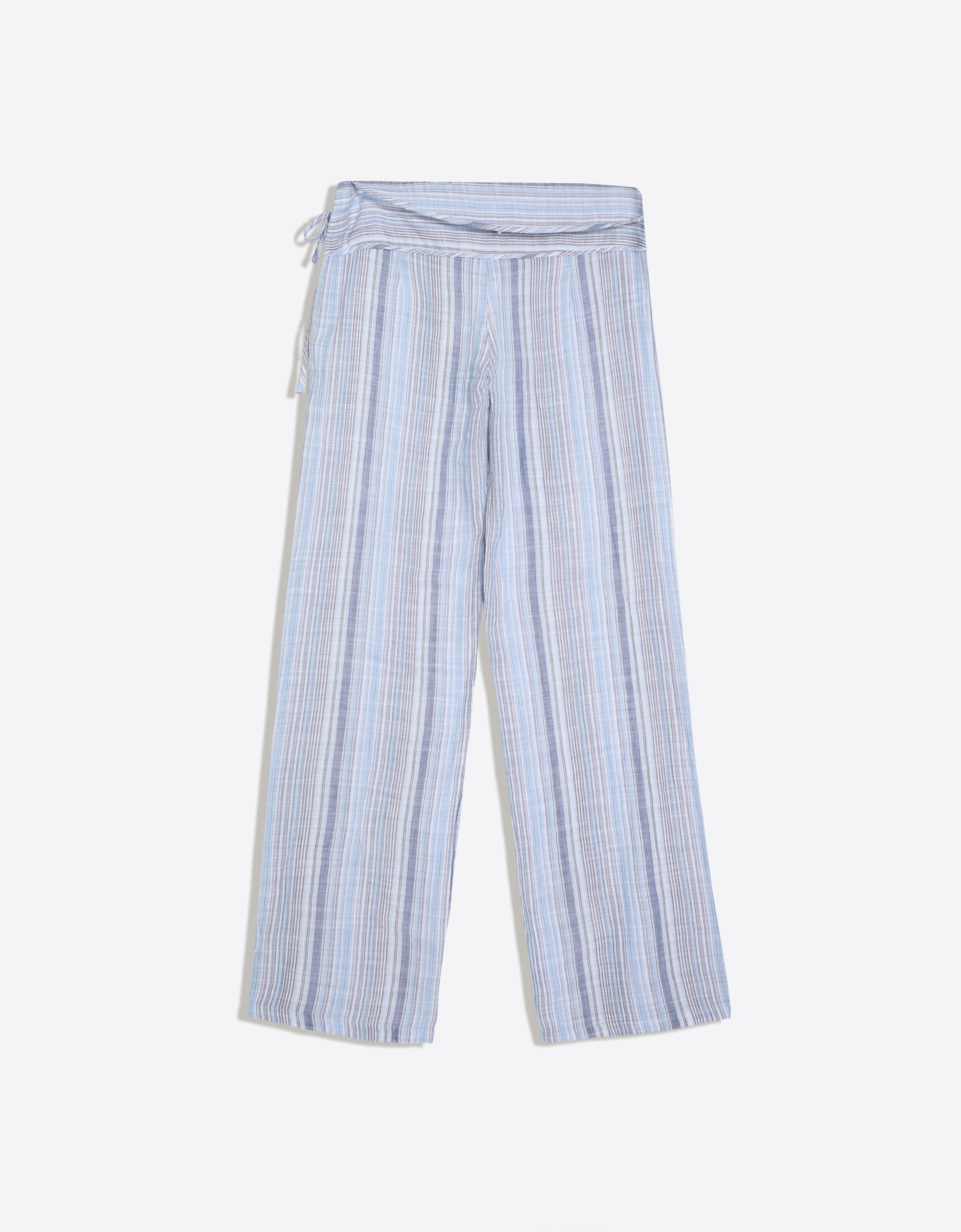 Striped trousers with linen — Washed out blue