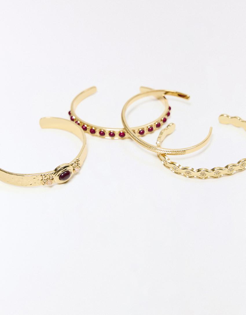 Set berisi 4 gelang berlian imitasi-Emas