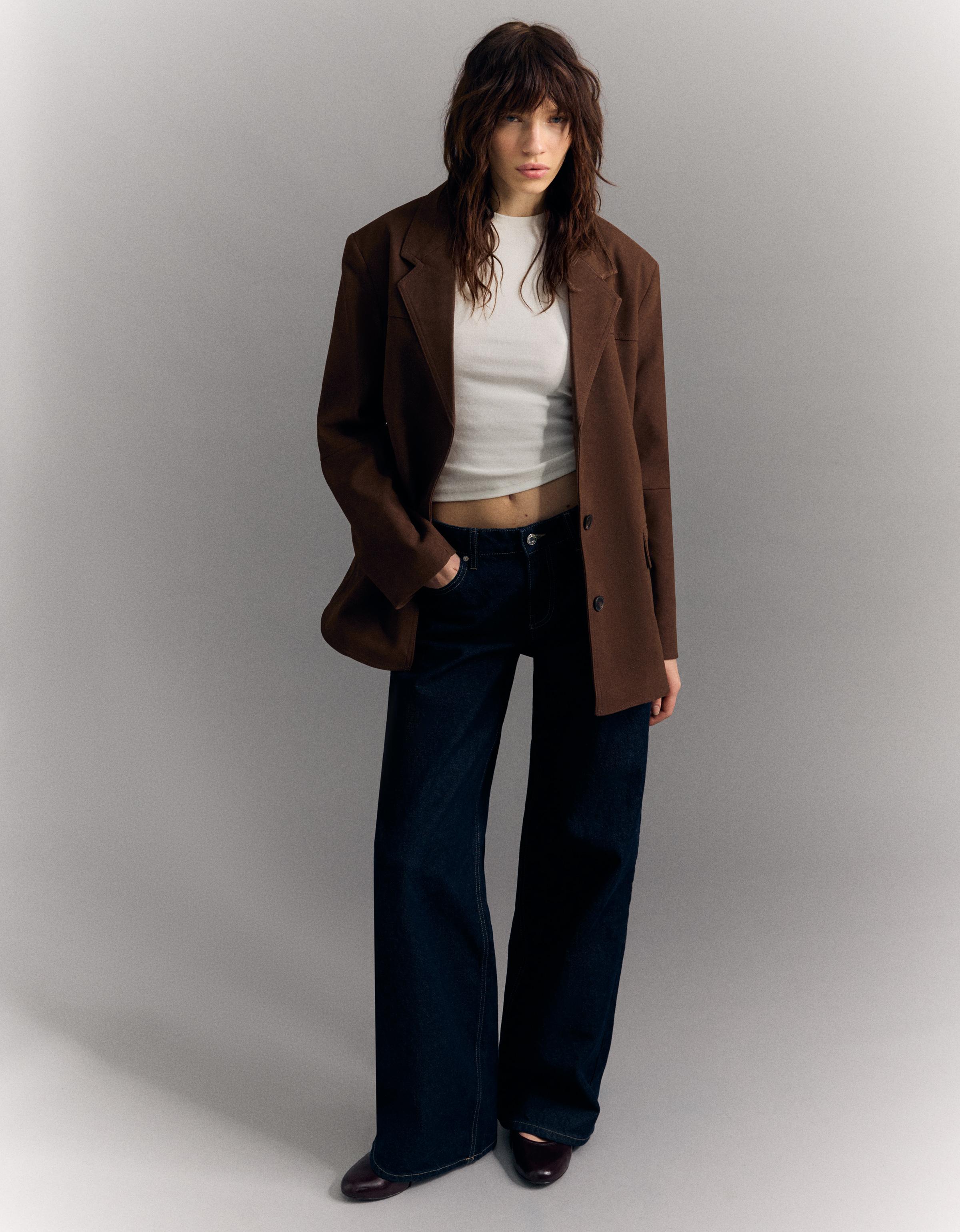Faux suede blazer - Jackets and blazers - Women | Bershka