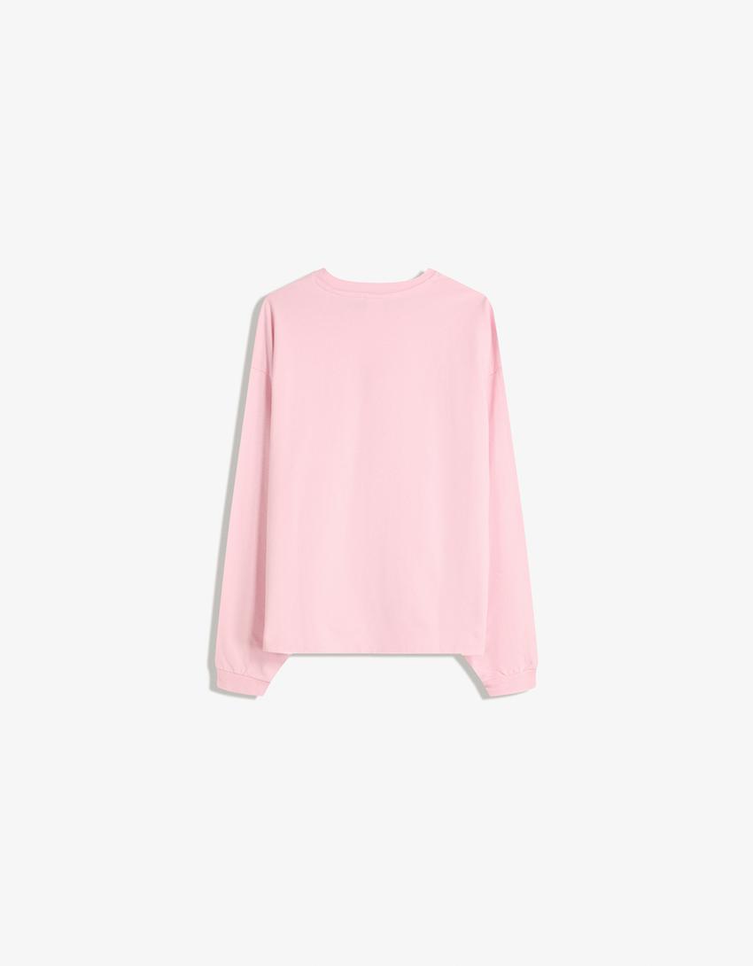 Camiseta manga larga boxy-Rosa-5
