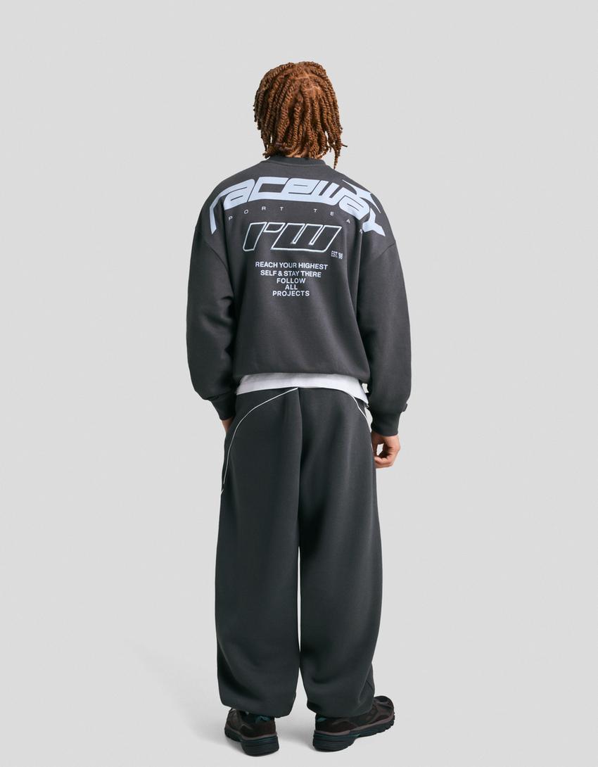 Baskılı balloon fit pantolon-Mavi
