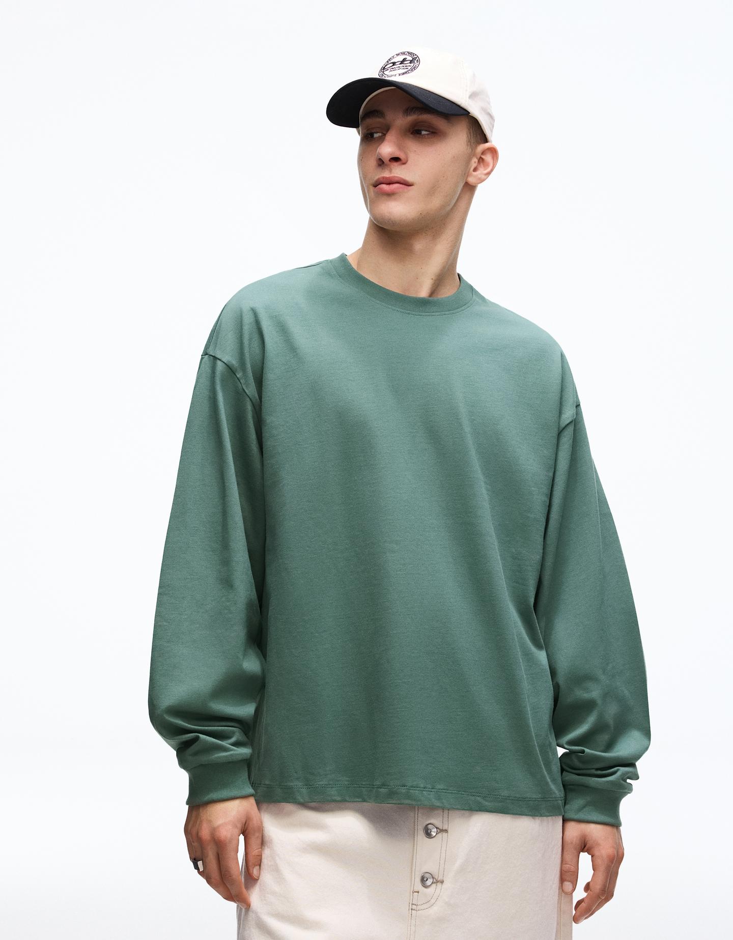 Bershka koszulka z długim rękawem zielony