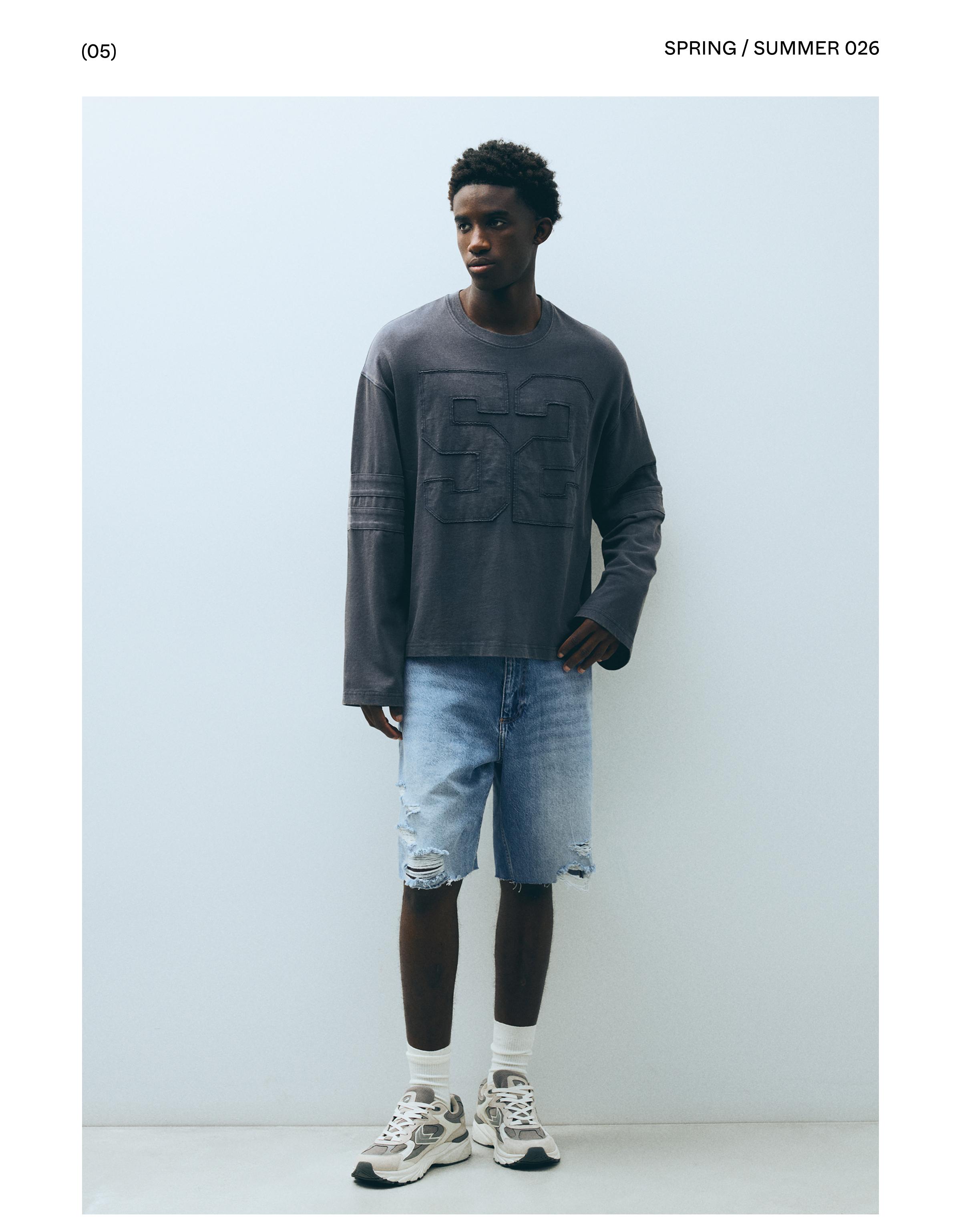 Ripped denim Bermuda shorts — Blue