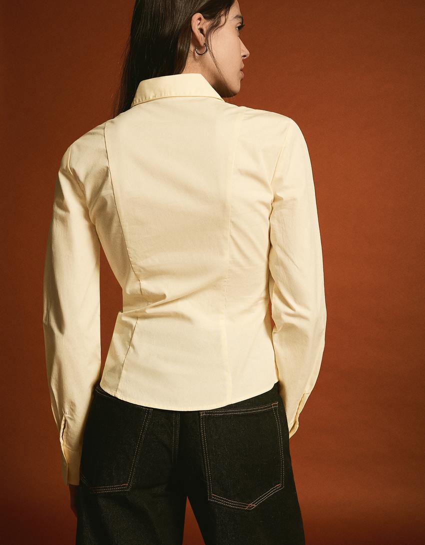 Camisa popelín fruncido-Amarillo